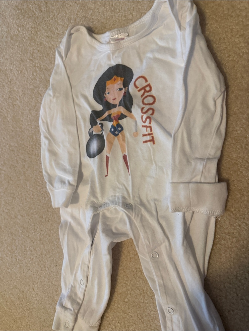 Hanna Andersson White Crossfit Wonder Hero Long-Sleeve One-Piece